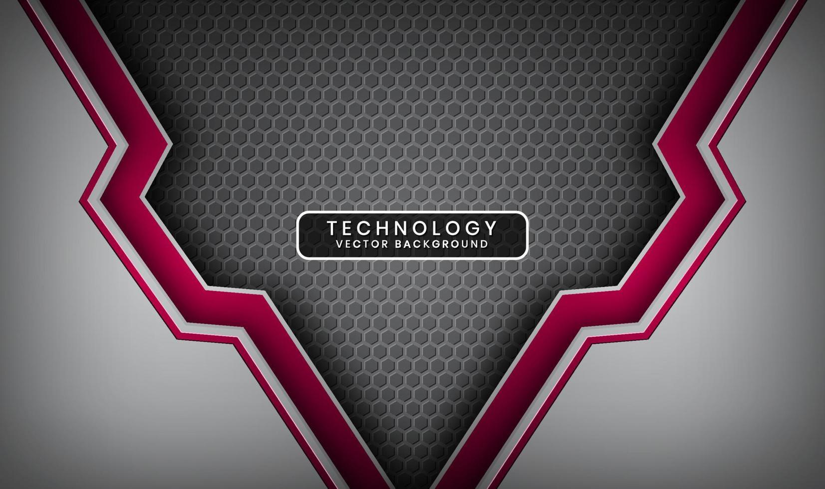 Abstract 3D silver and red technology background overlap layers on dark space with metallic lines decoration. Modern template element future style concept for flyer, banner, brochure, or landing page vector
