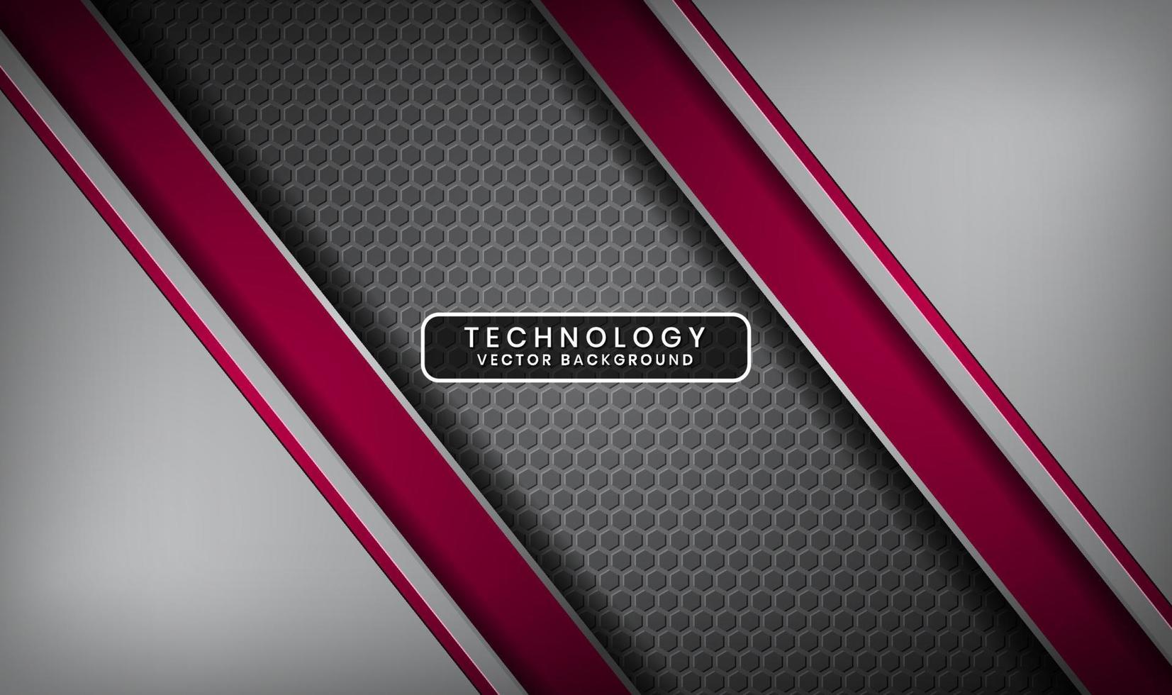 Abstract 3D silver and red technology background overlap layers on dark space with metallic lines decoration. Modern template element future style concept for flyer, banner, brochure, or landing page vector