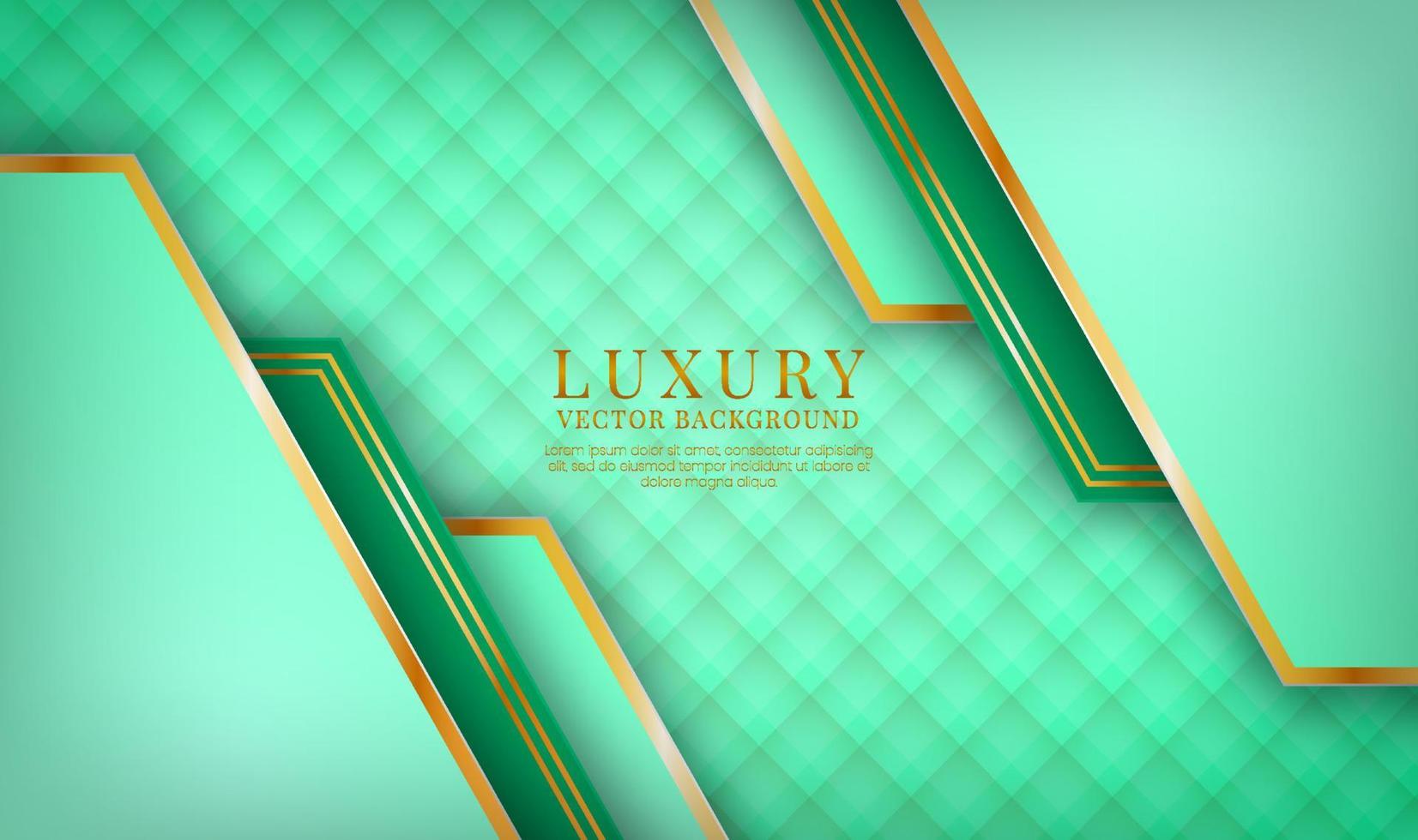 Abstract 3D green luxury background overlap layers on dark space with golden lines effect decoration. Modern template element future style concept for flyer, card, cover, brochure, or landing page vector