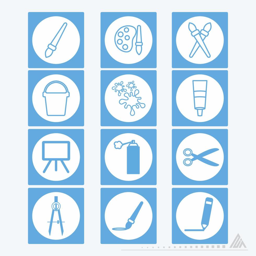 Icon Vector of Painting Set - White Moon Style