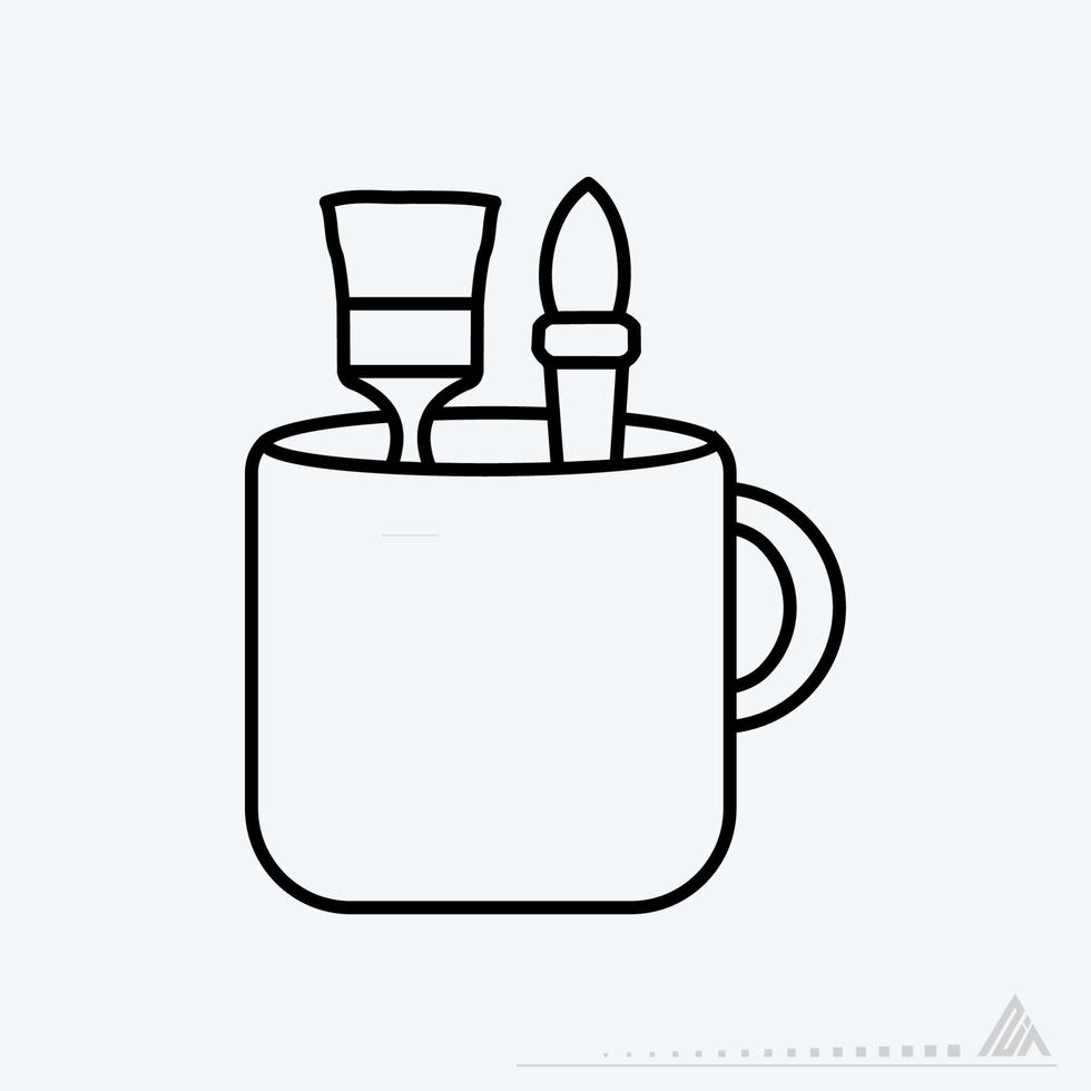 Icon Vector of Mug with Design Tools - Line Style