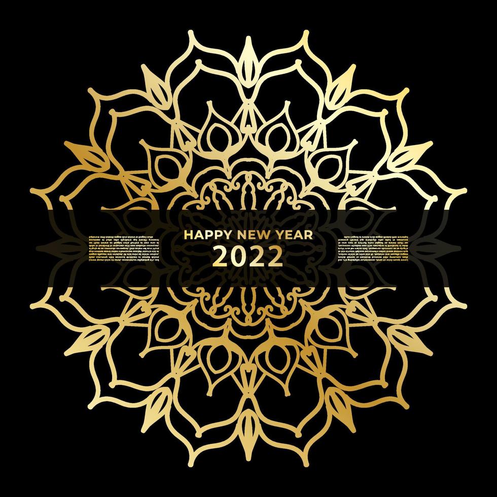 Happy new year banner or card template with luxury mandala vector