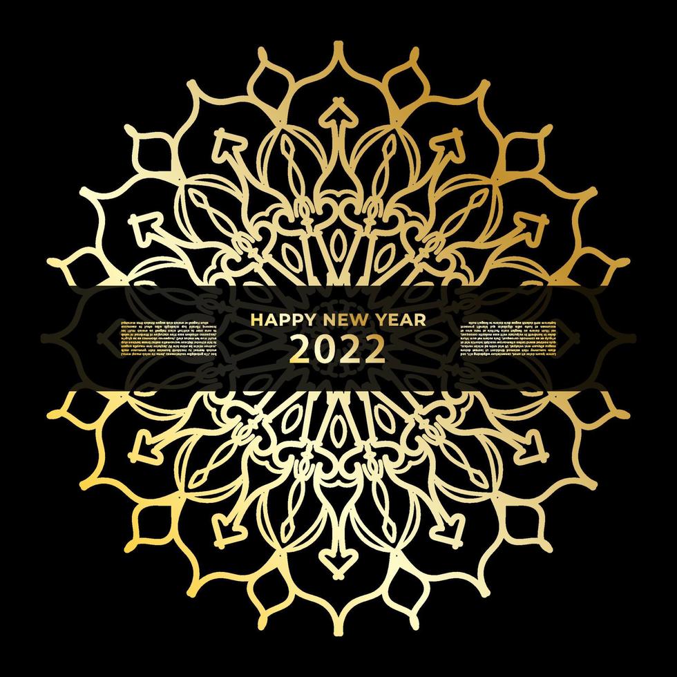 Happy new year banner or card template with luxury mandala vector
