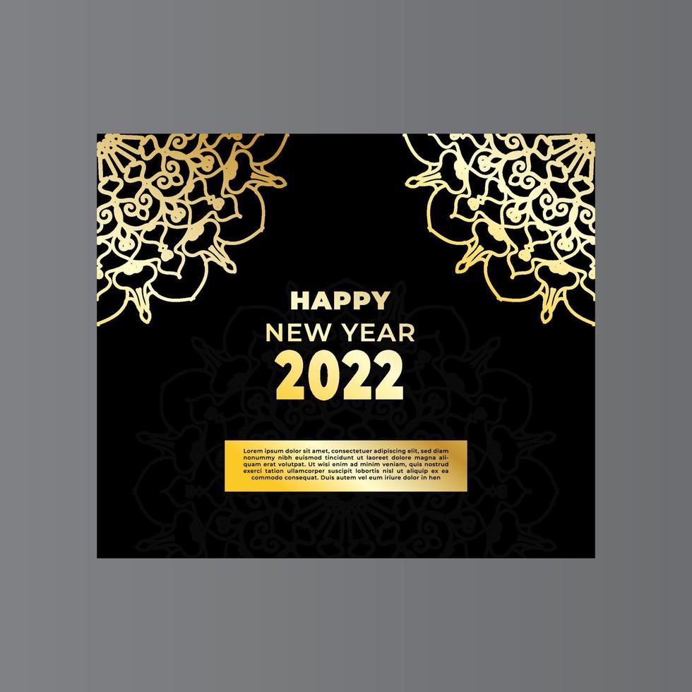 Happy new year banner or card template with luxury mandala vector