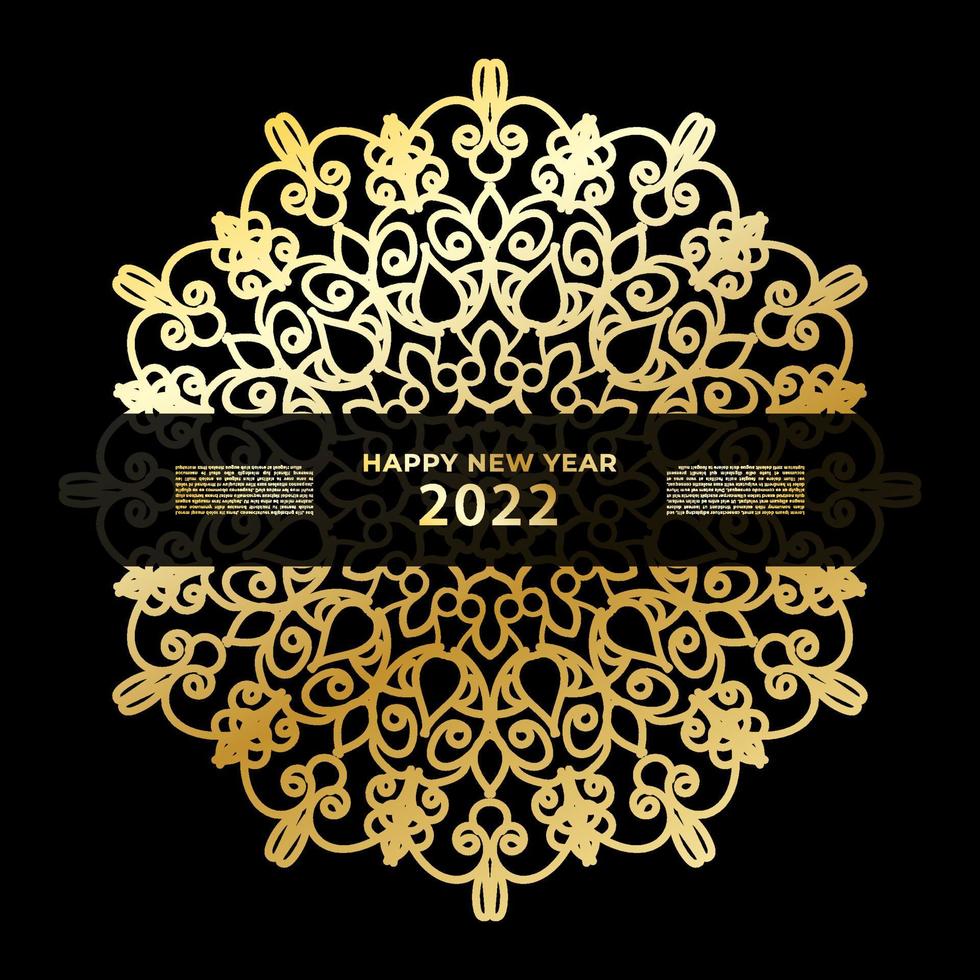 Happy new year banner or card template with luxury mandala vector