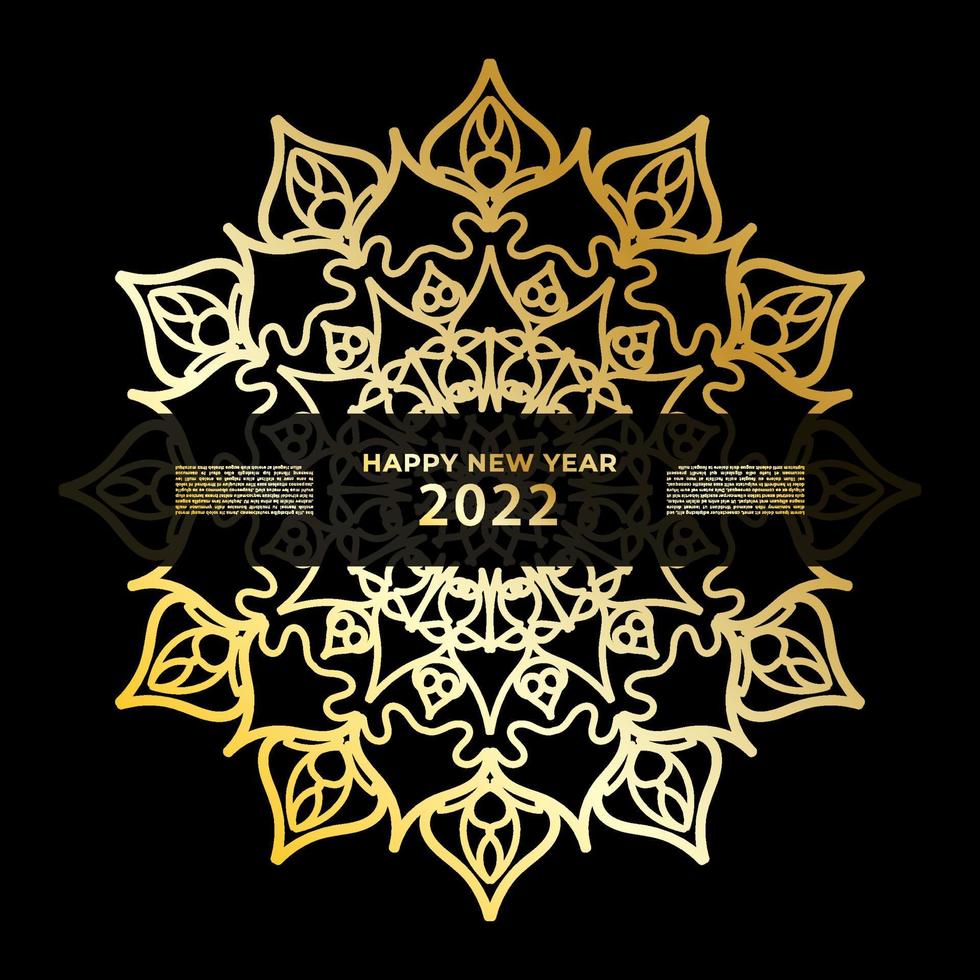 Happy new year banner or card template with luxury mandala vector
