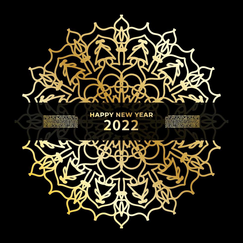 Happy new year banner or card template with luxury mandala vector