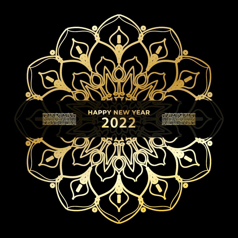 Happy new year banner or card template with luxury mandala vector