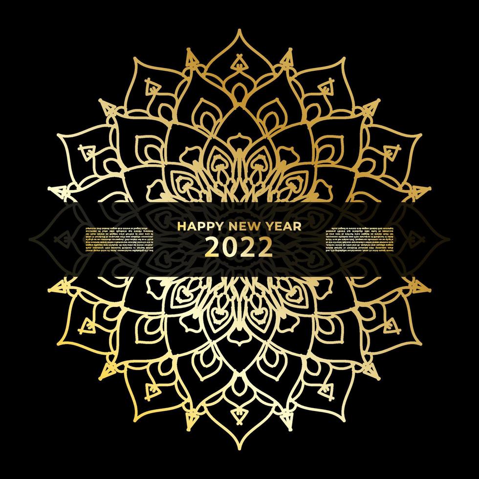 Happy new year banner or card template with luxury mandala vector