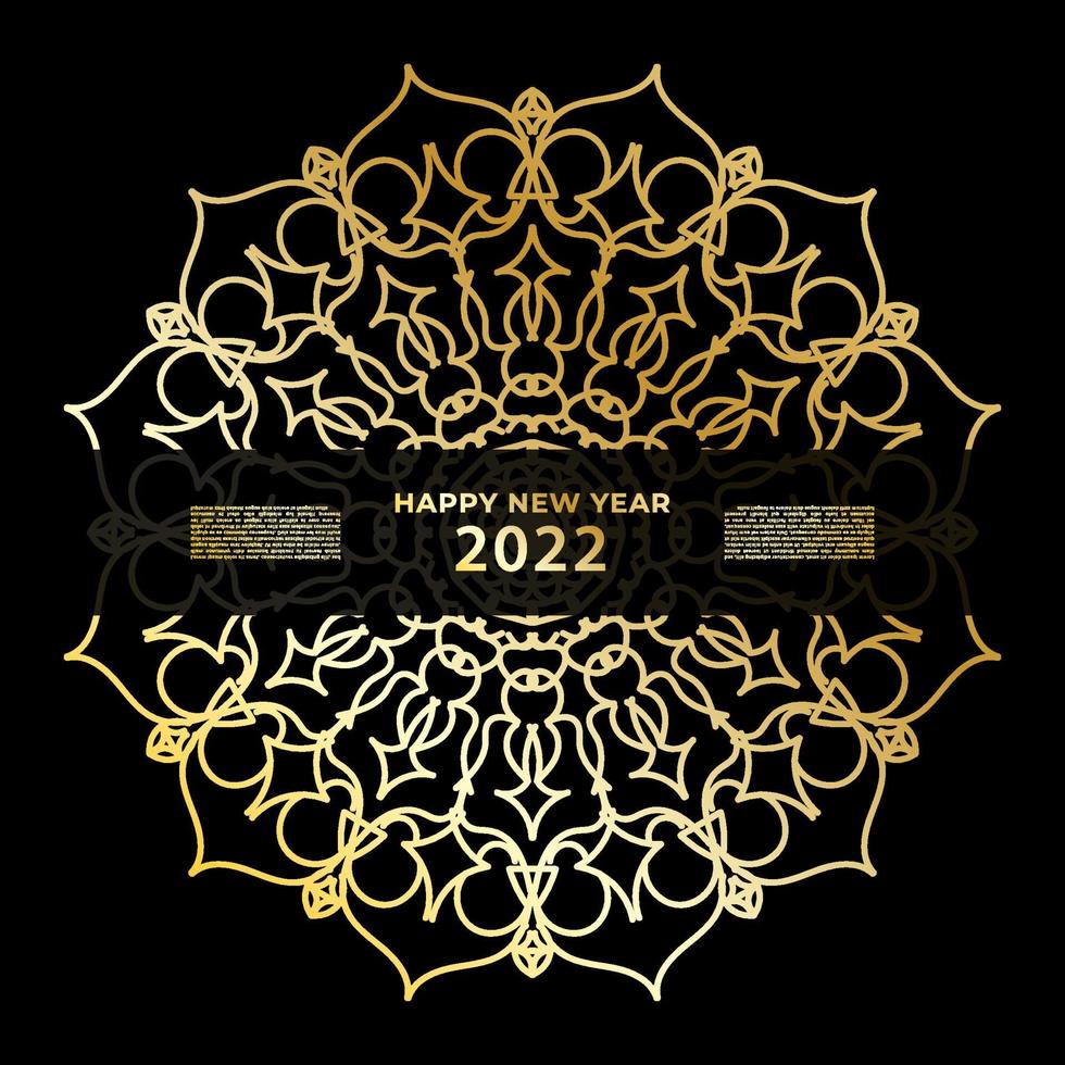 Happy new year banner or card template with luxury mandala vector