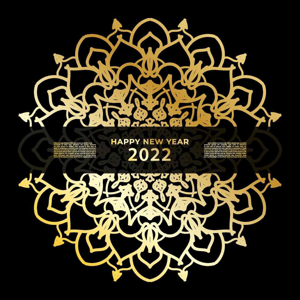 Happy new year banner or card template with luxury mandala vector