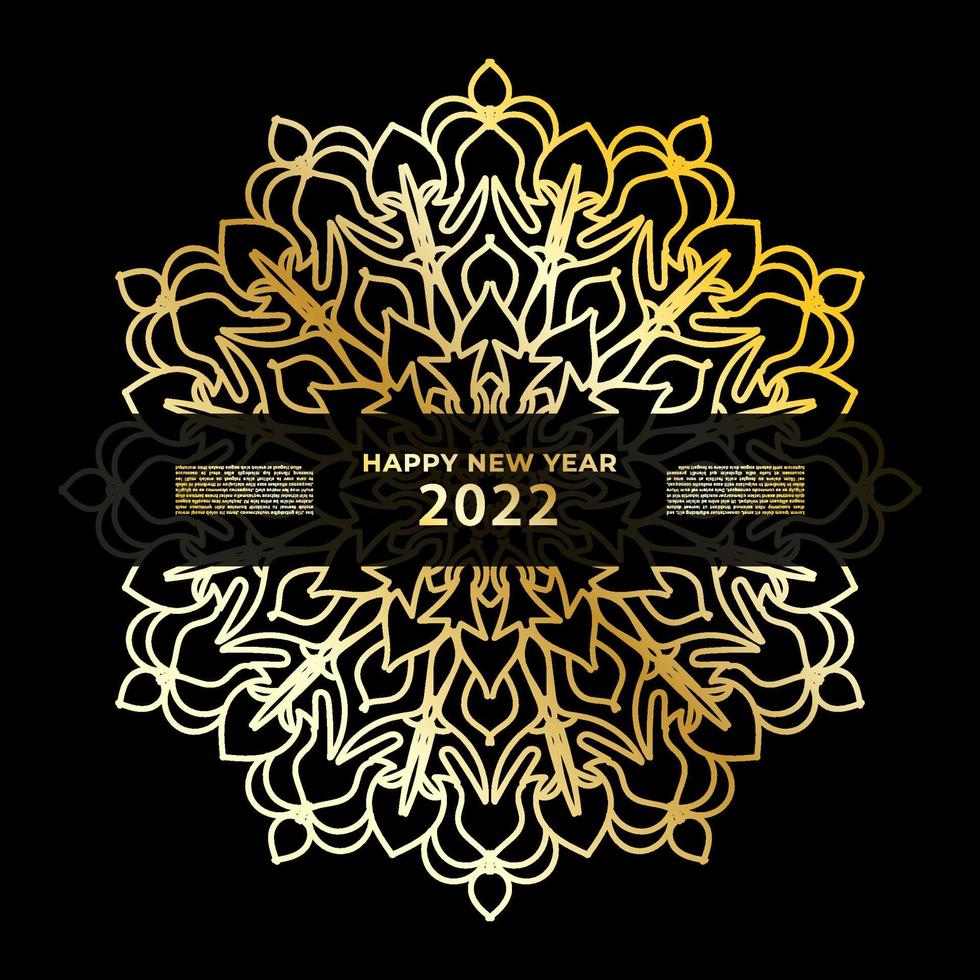 Happy new year banner or card template with luxury mandala vector