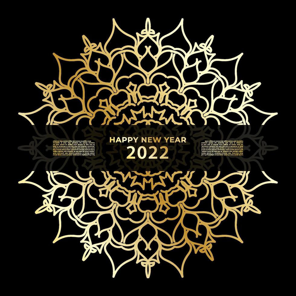 Happy new year banner or card template with luxury mandala vector
