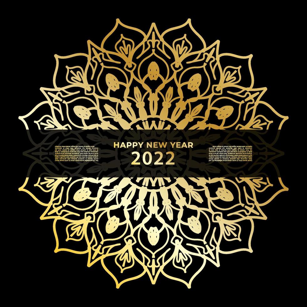 Happy new year banner or card template with luxury mandala vector