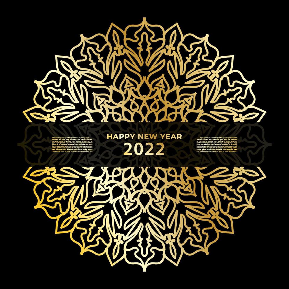 Happy new year banner or card template with luxury mandala vector