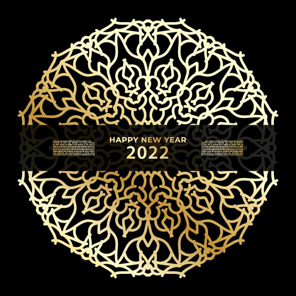 Happy new year banner or card template with luxury mandala vector