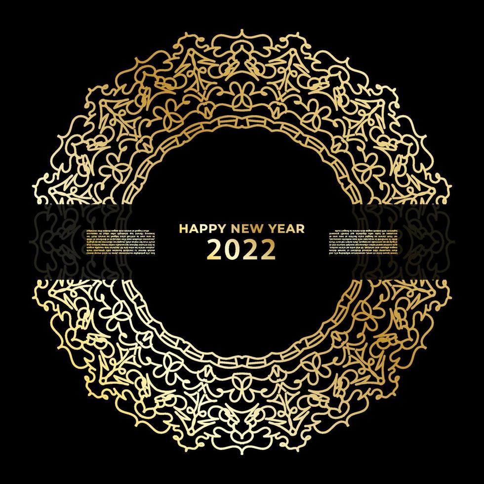 Happy new year banner or card template with luxury mandala vector
