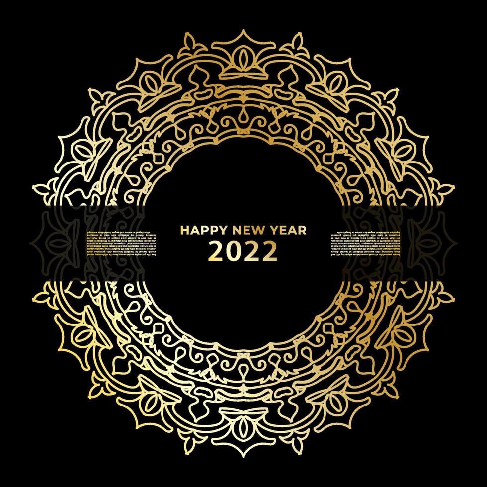 Happy new year banner or card template with luxury mandala vector