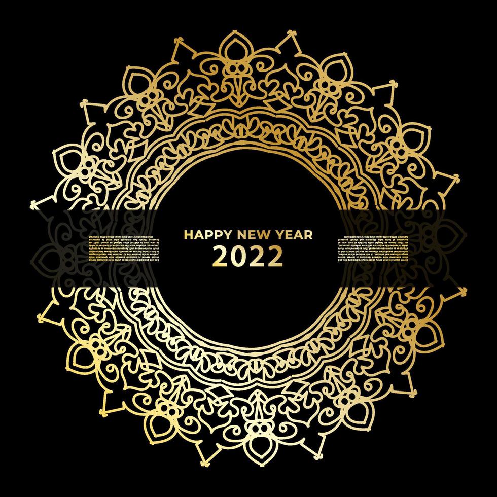 Happy new year banner or card template with luxury mandala vector