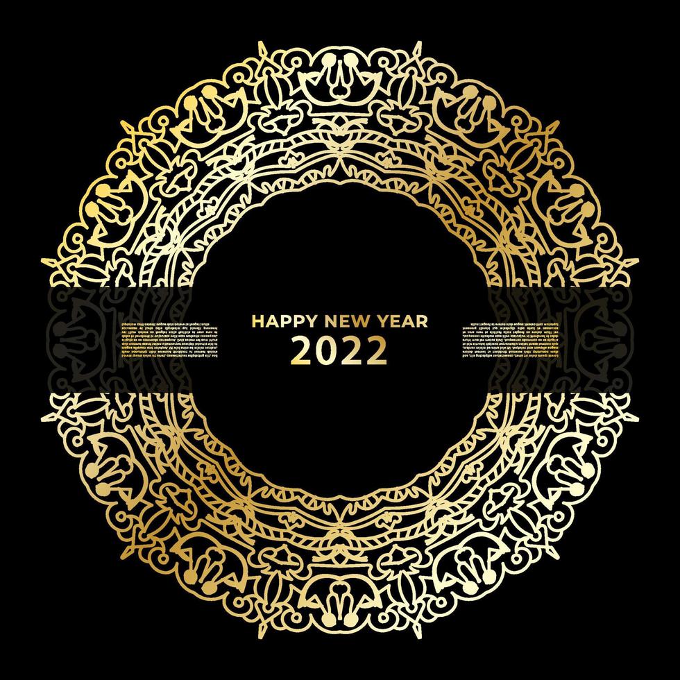 Happy new year banner or card template with luxury mandala vector