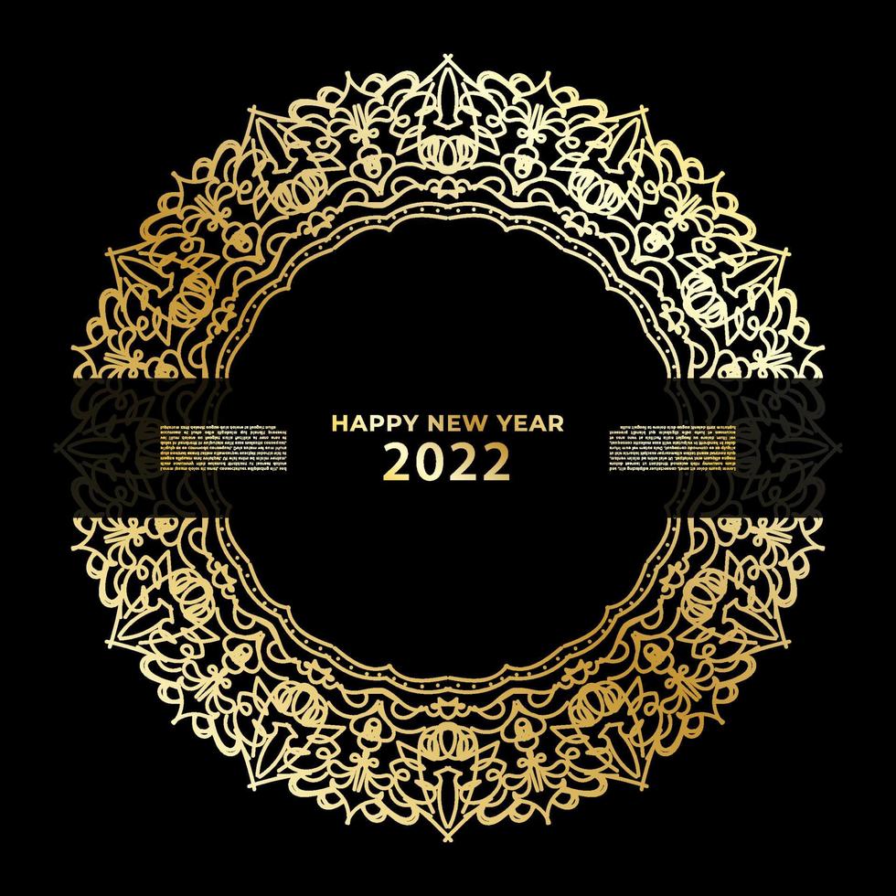 Happy new year banner or card template with luxury mandala vector