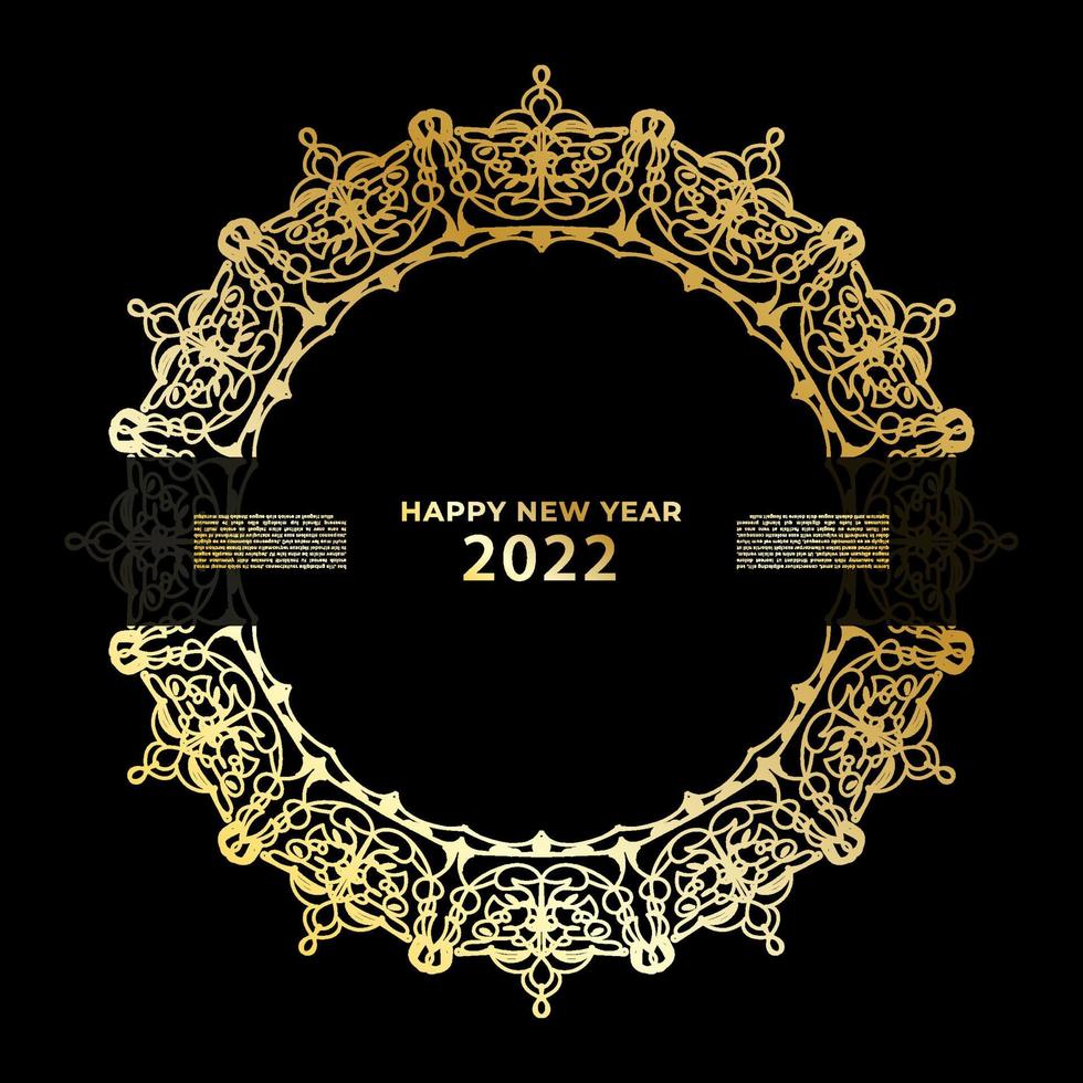 Happy new year banner or card template with luxury mandala vector