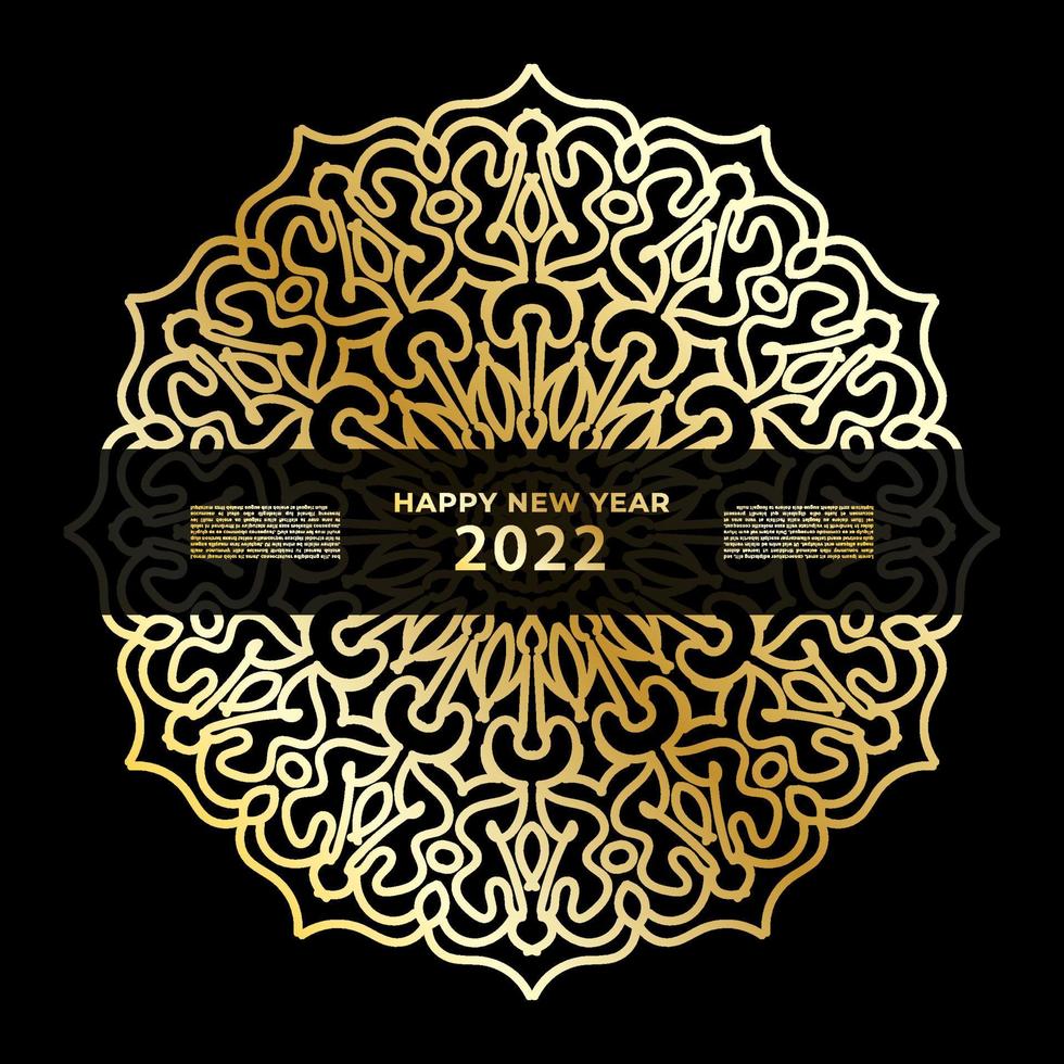 Happy new year banner or card template with luxury mandala vector