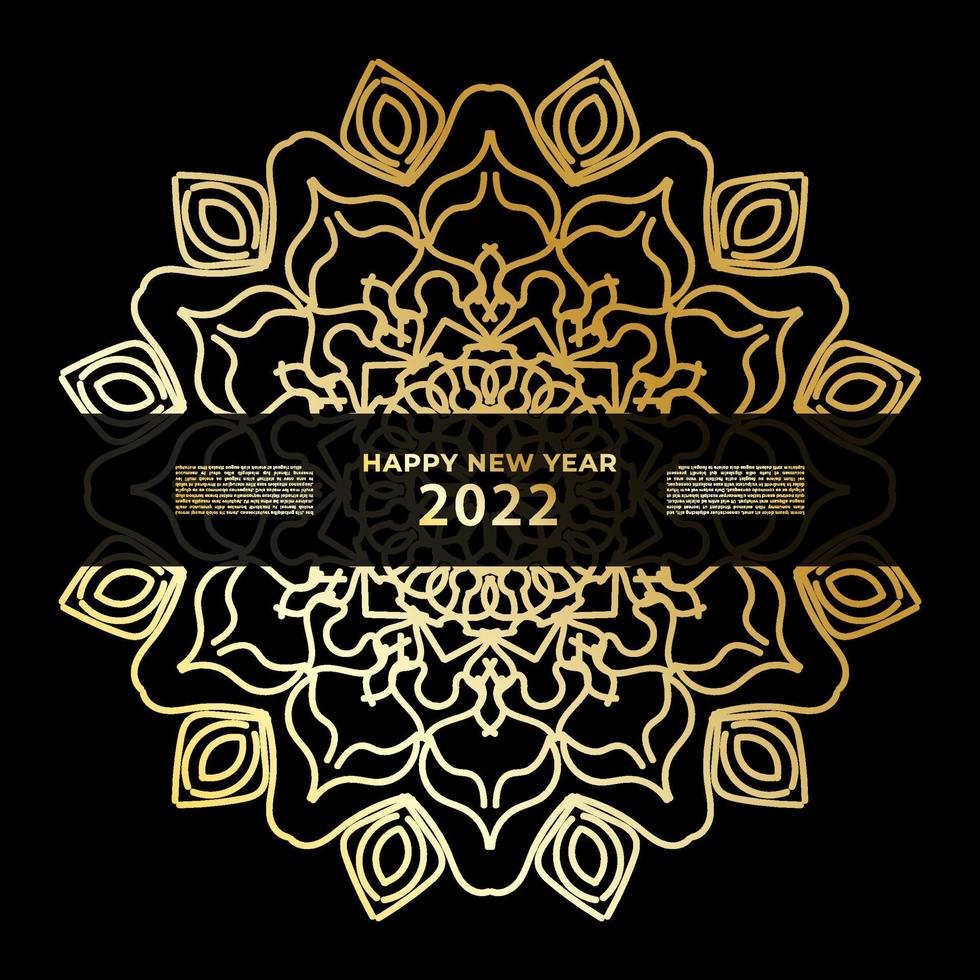 Happy new year banner or card template with luxury mandala vector