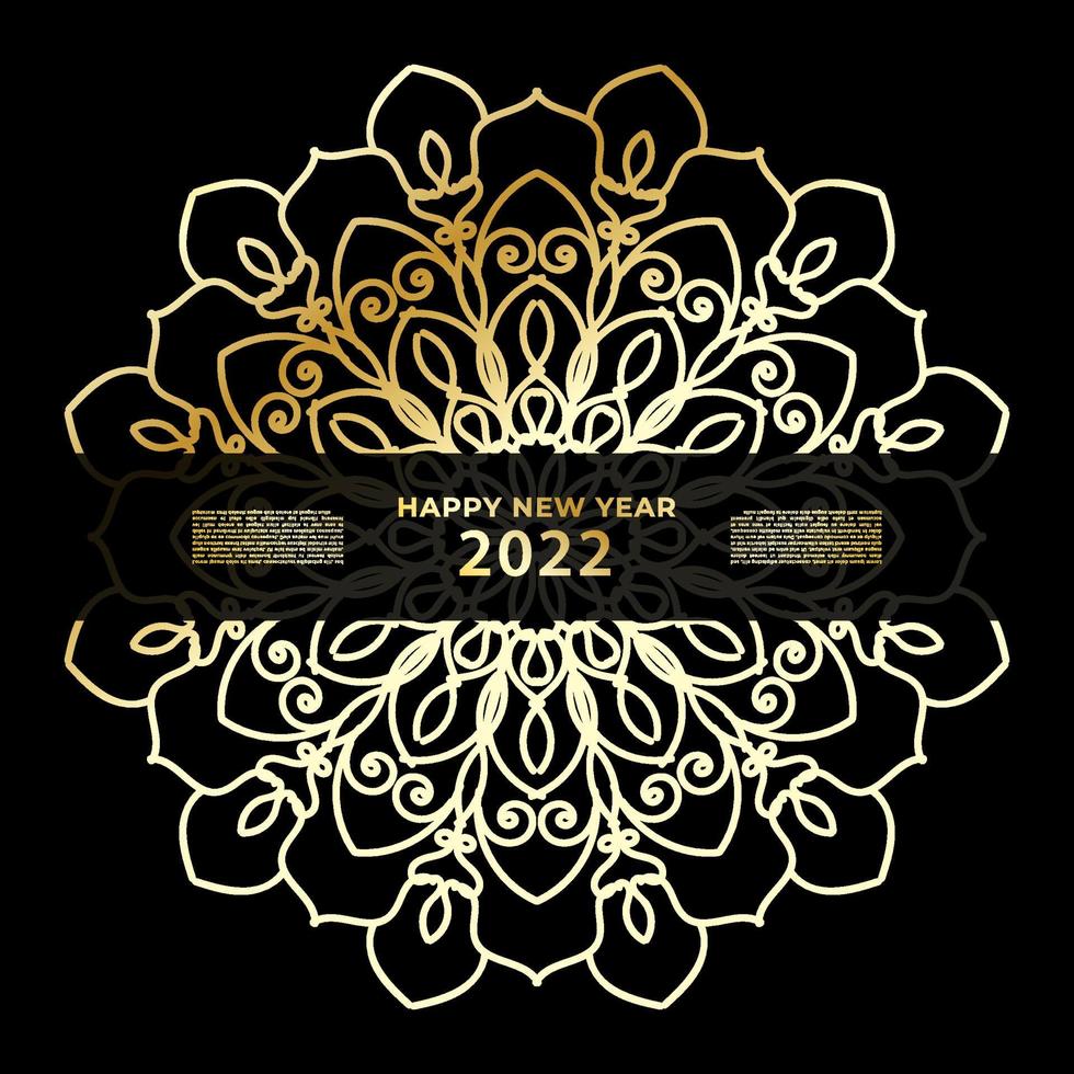 Happy new year banner or card template with luxury mandala vector