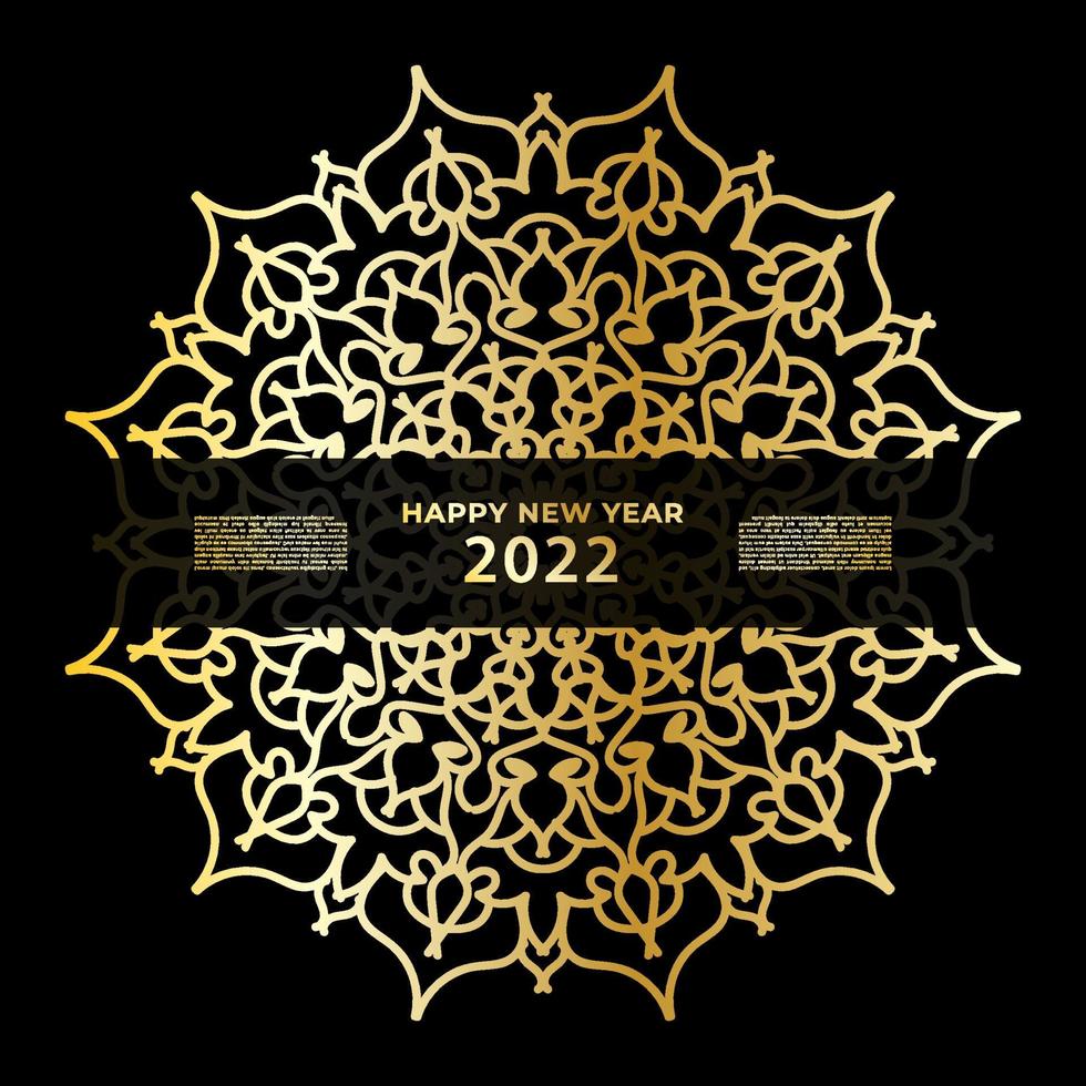 Happy new year banner or card template with luxury mandala vector