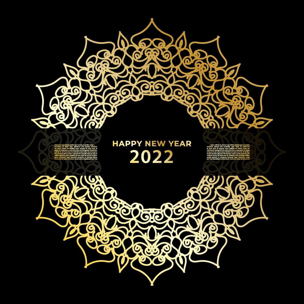 Happy new year banner or card template with luxury mandala vector