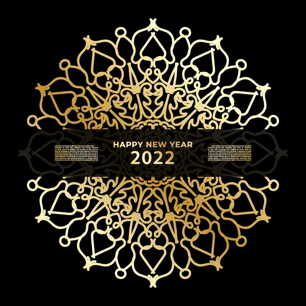 Happy new year banner or card template with luxury mandala vector