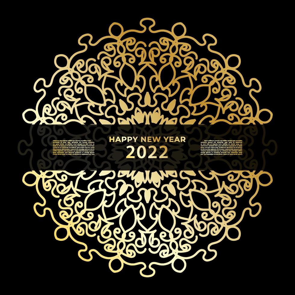 Happy new year banner or card template with luxury mandala vector