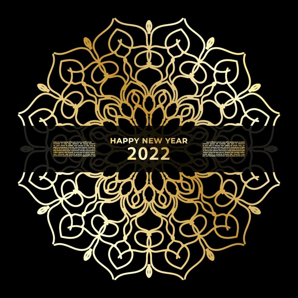 Happy new year banner or card template with luxury mandala vector