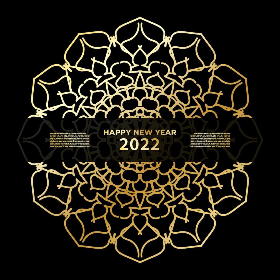 Happy new year banner or card template with luxury mandala vector