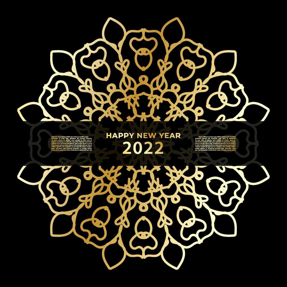 Happy new year banner or card template with luxury mandala vector