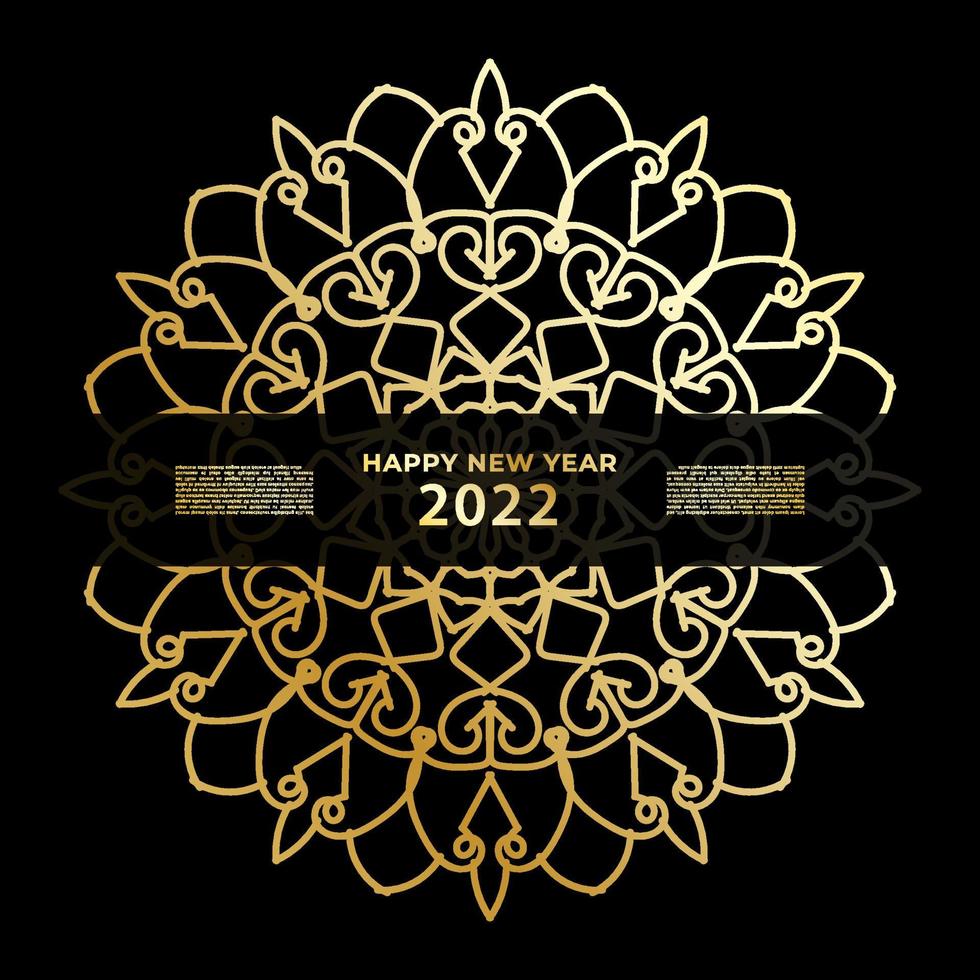 Happy new year banner or card template with luxury mandala vector