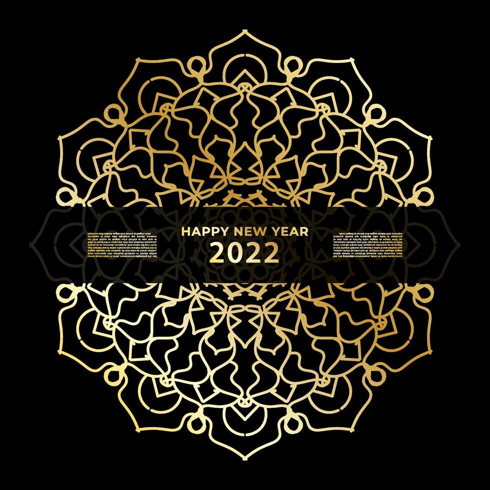 Happy new year banner or card template with luxury mandala vector