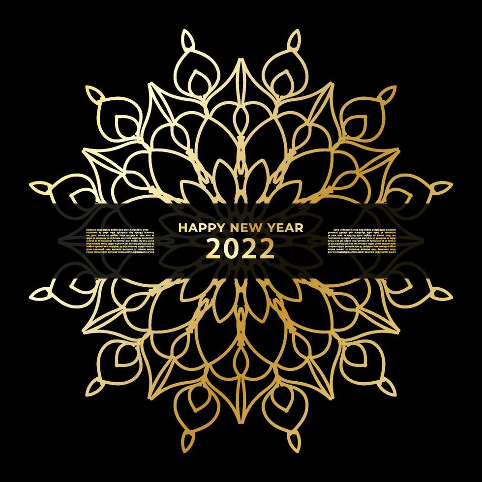 Happy new year banner or card template with luxury mandala vector