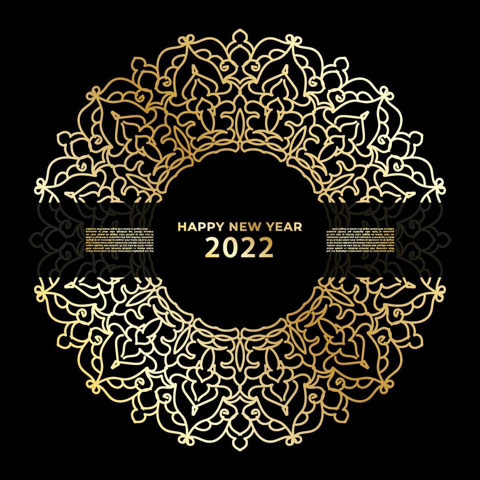 Happy new year banner or card template with luxury mandala vector