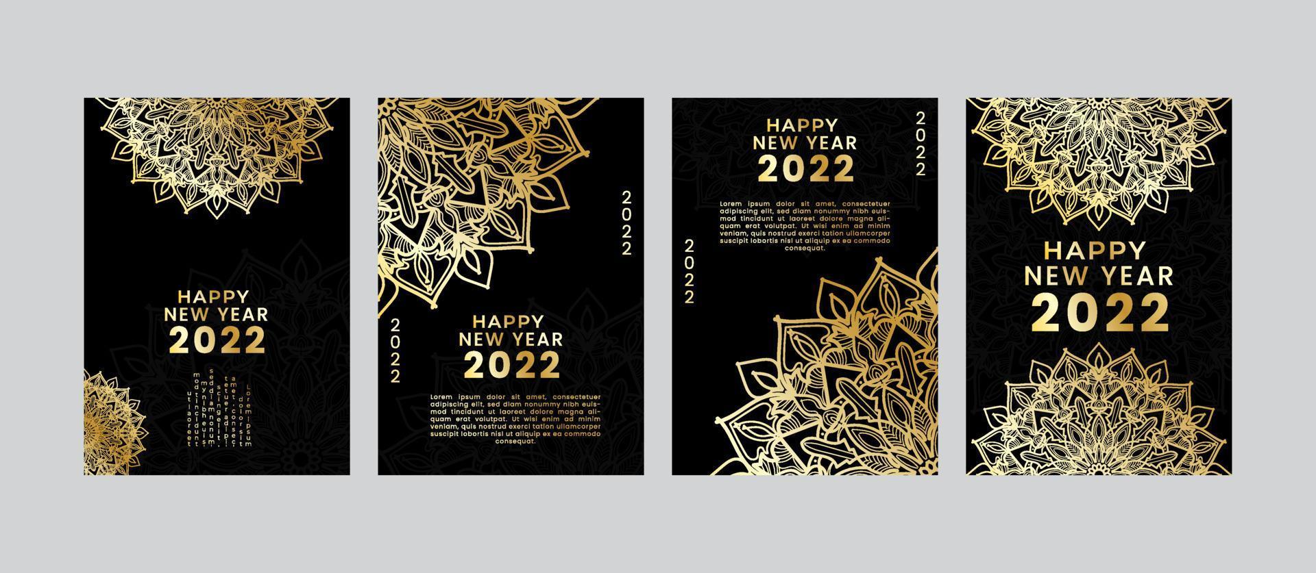 Happy new year banner or card template with mandala vector