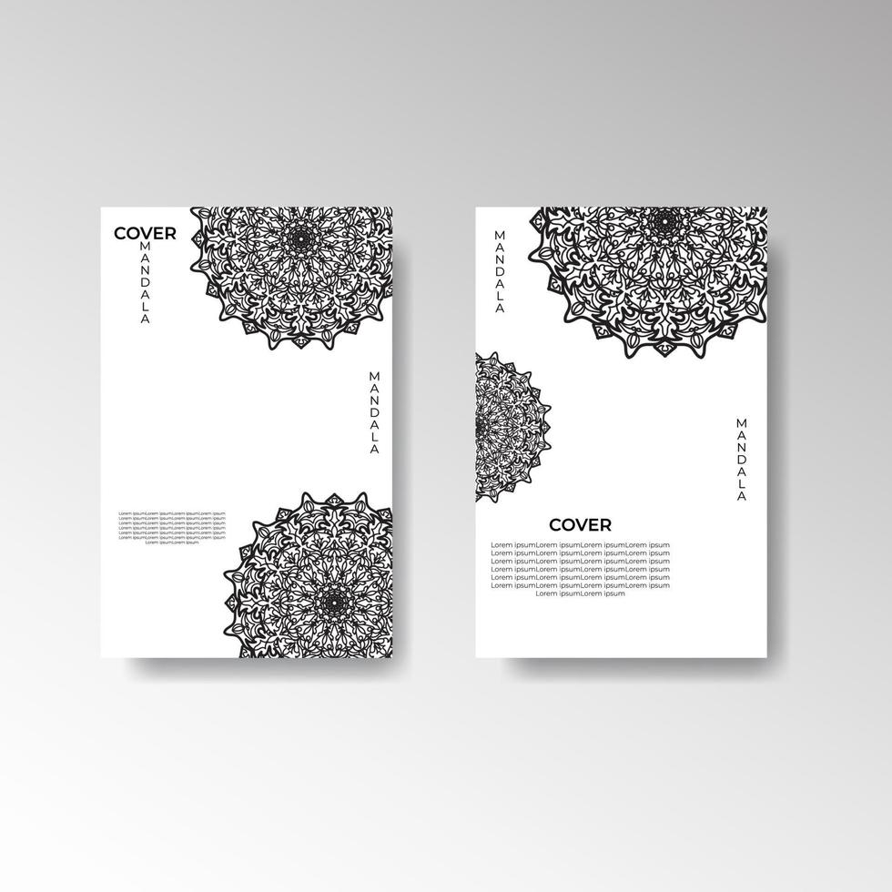 Set of cover with mandala flower vector