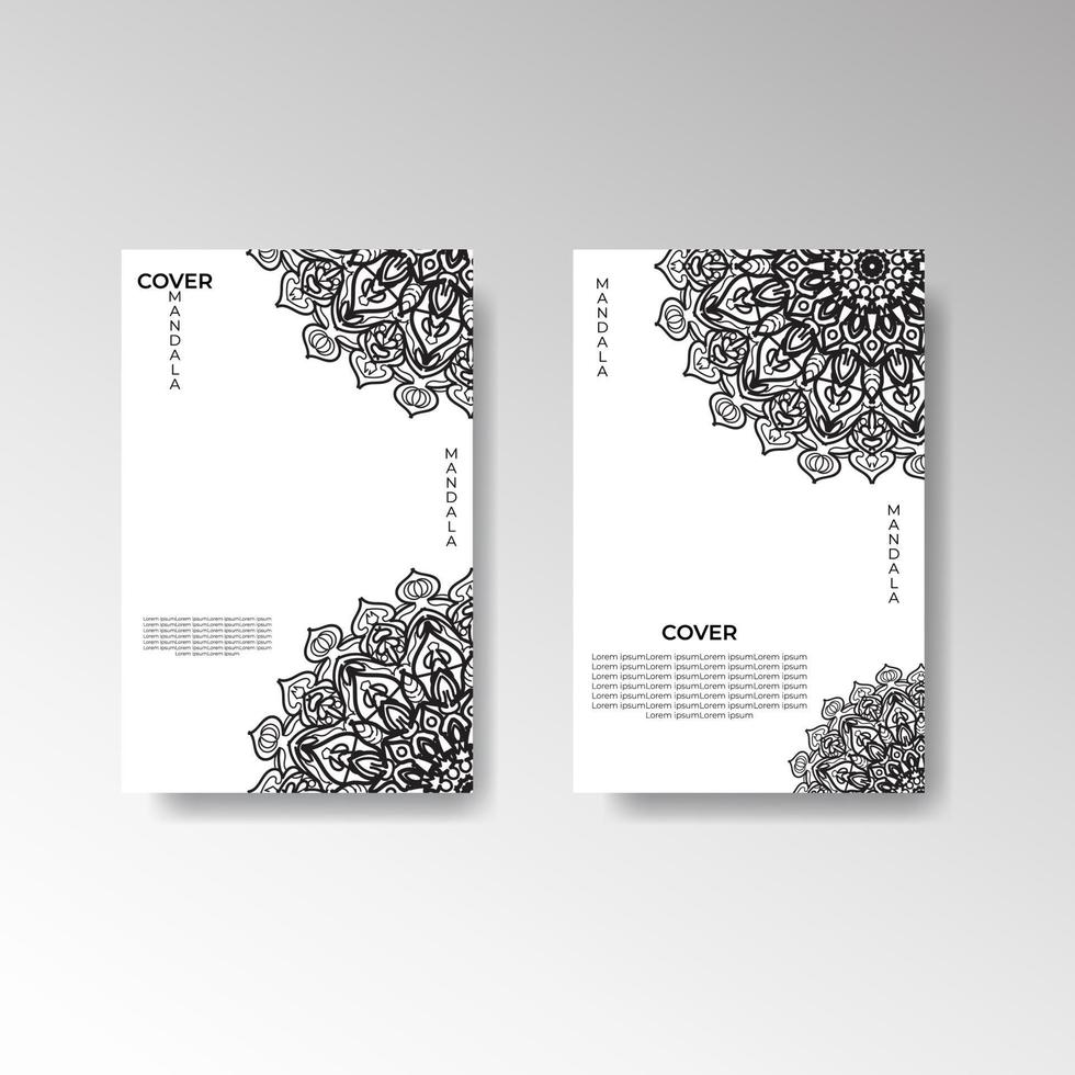 Set of cover with mandala flower vector