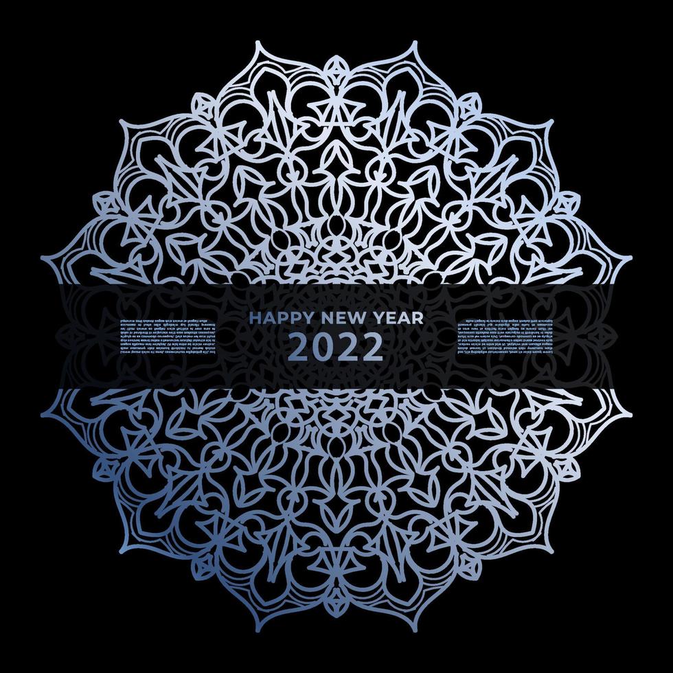 Happy new year banner or card template with luxury mandala vector