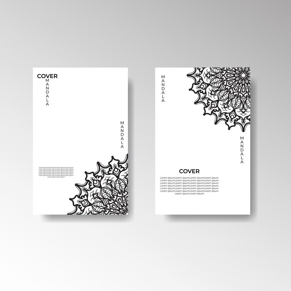 Set of cover with mandala flower vector