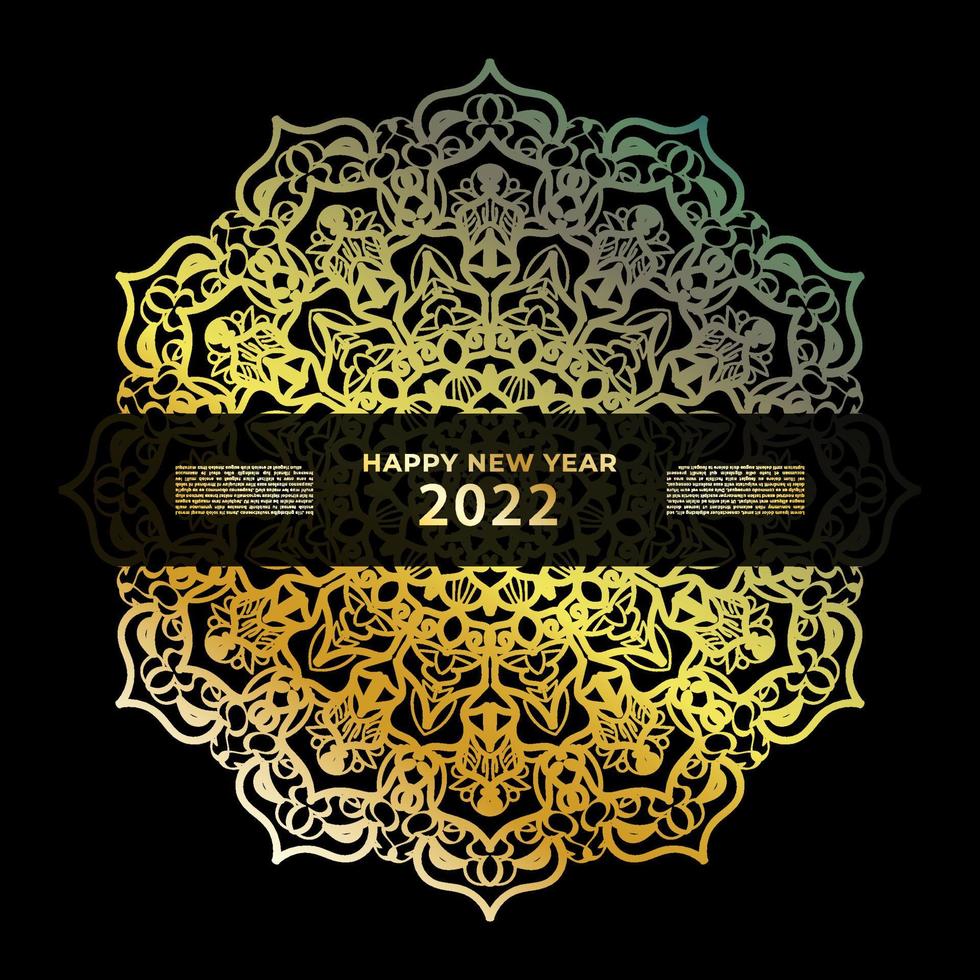 Happy new year banner or card template with luxury mandala vector