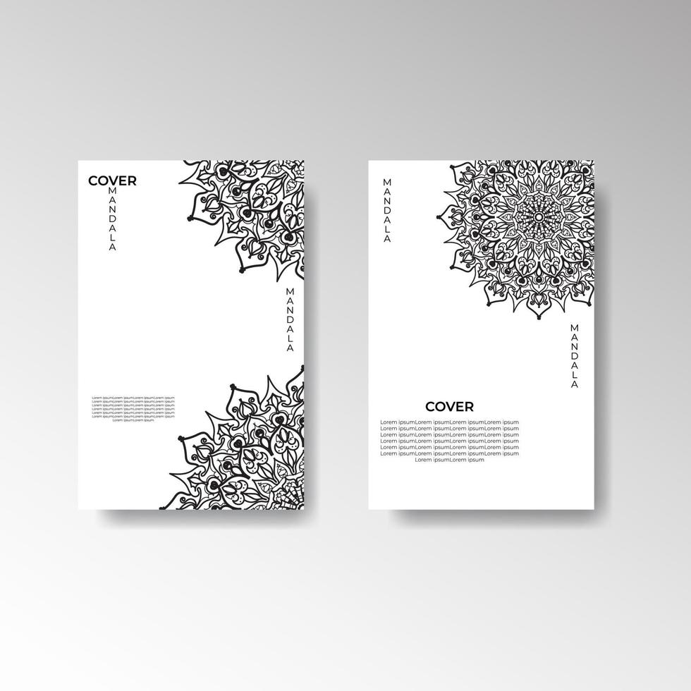 Set of cover with mandala flower vector