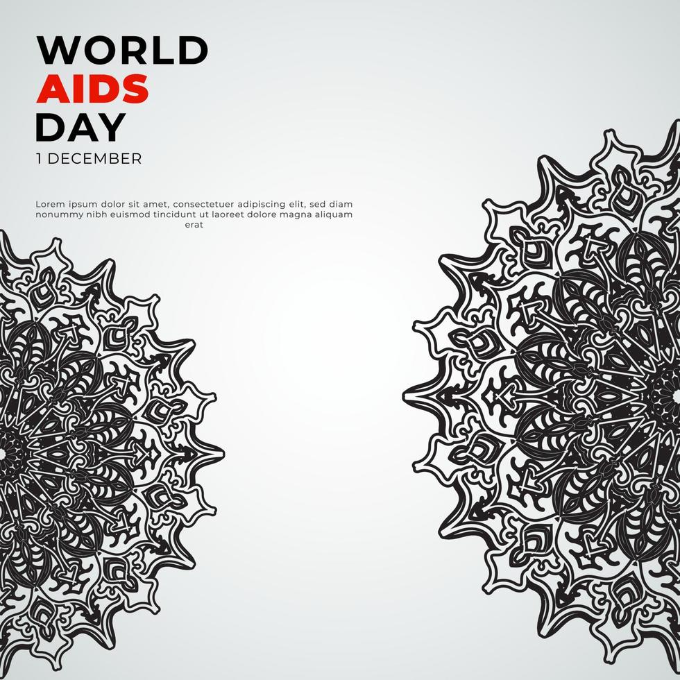 1 de diciembre fondo del día mundial del sida con mandala vector