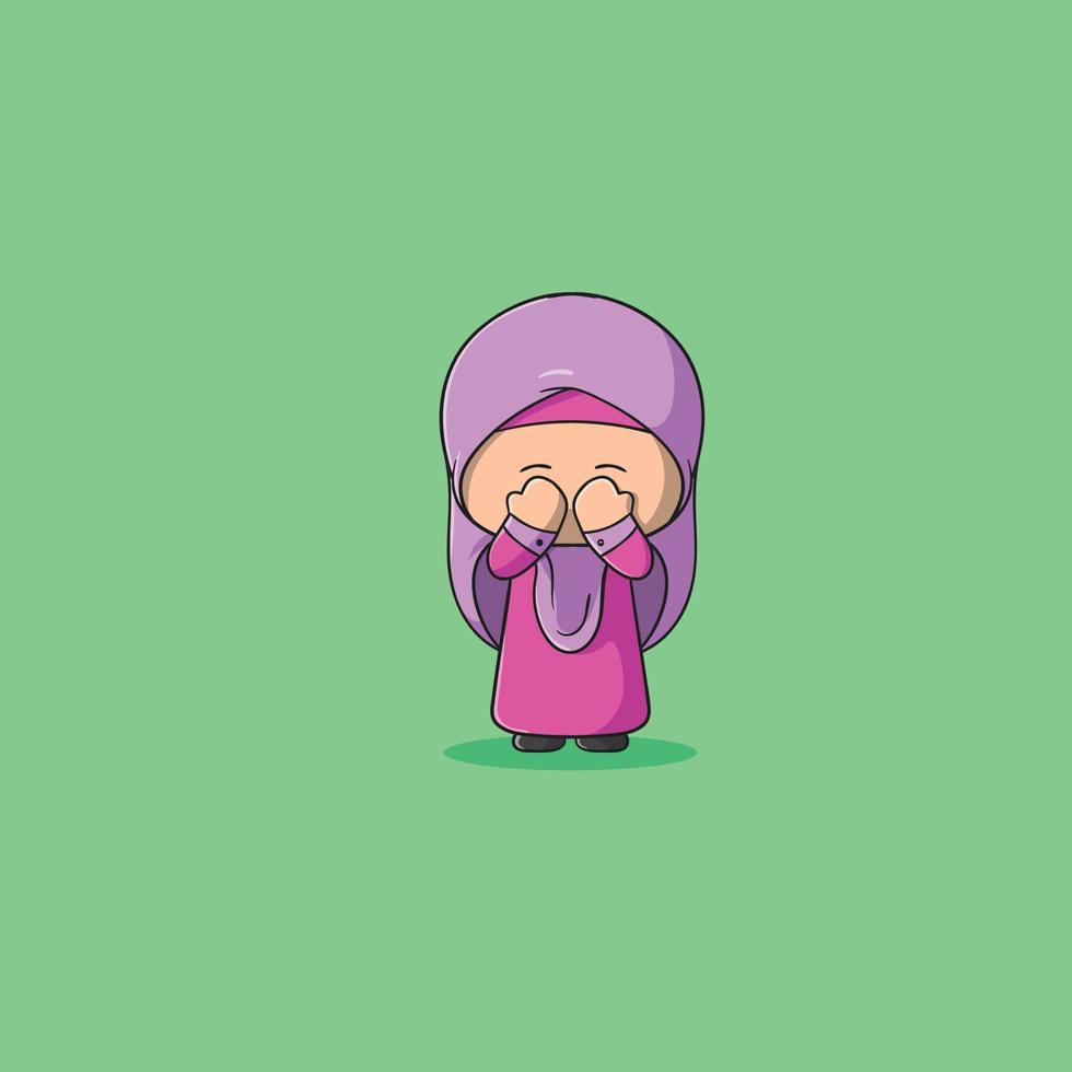 The girl thanksgiving Muslim verses vector icon illustration