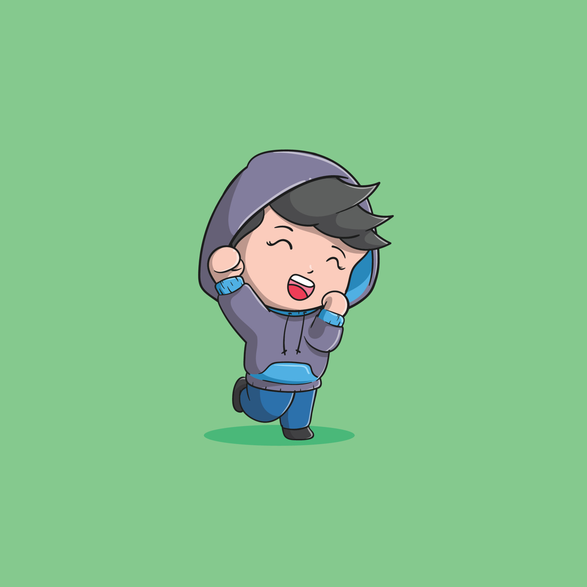 boy feels happy thanks giving Muslim blessing vector icon illustration ...